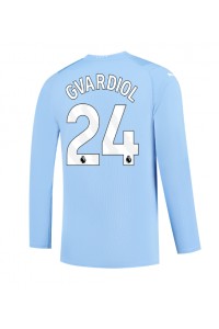 Manchester City Josko Gvardiol #24 Jalkapallovaatteet Kotipaita 2023-24 Pitkähihainen